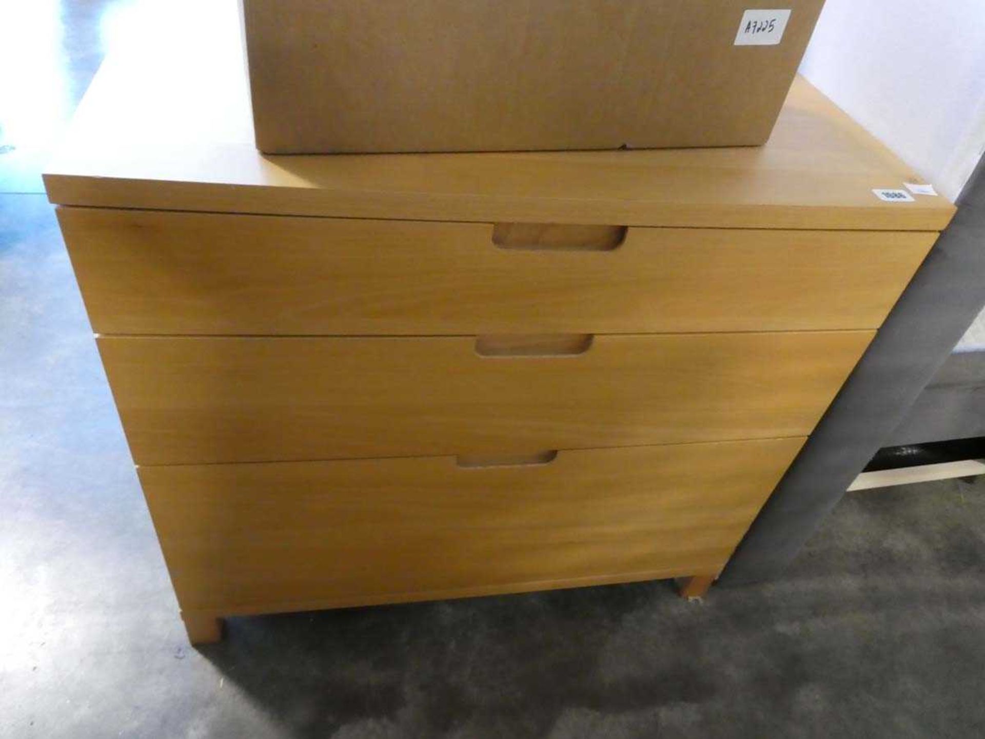 Modern beech effect bedroom chest of 3 drawers