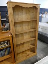 Modern pine open fronted bookcase
