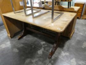 Early 20th Century pine refectory type dining table with planked surface