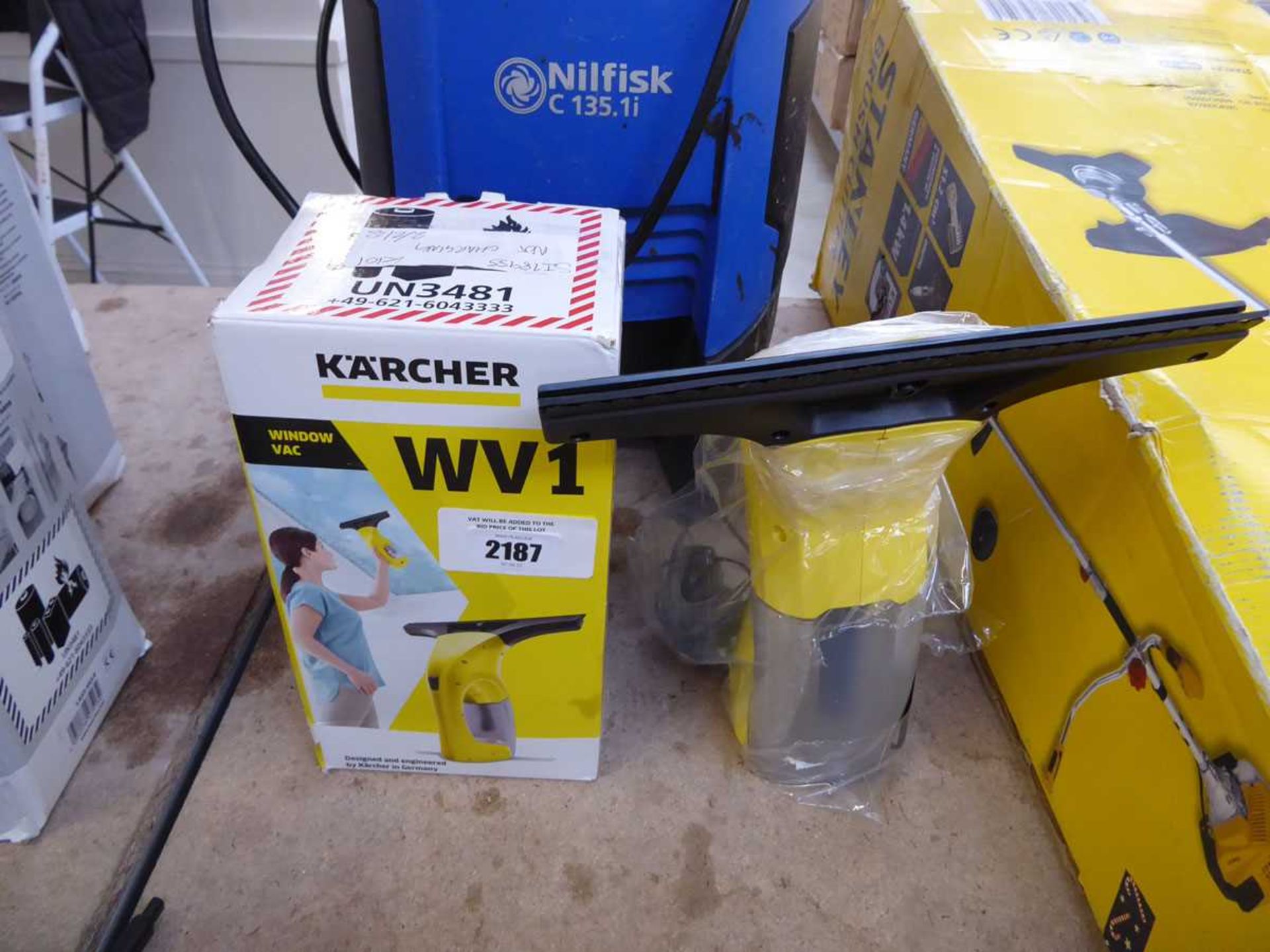 +VAT 1 boxed, 1 unboxed Karcher WV1 window vacuum