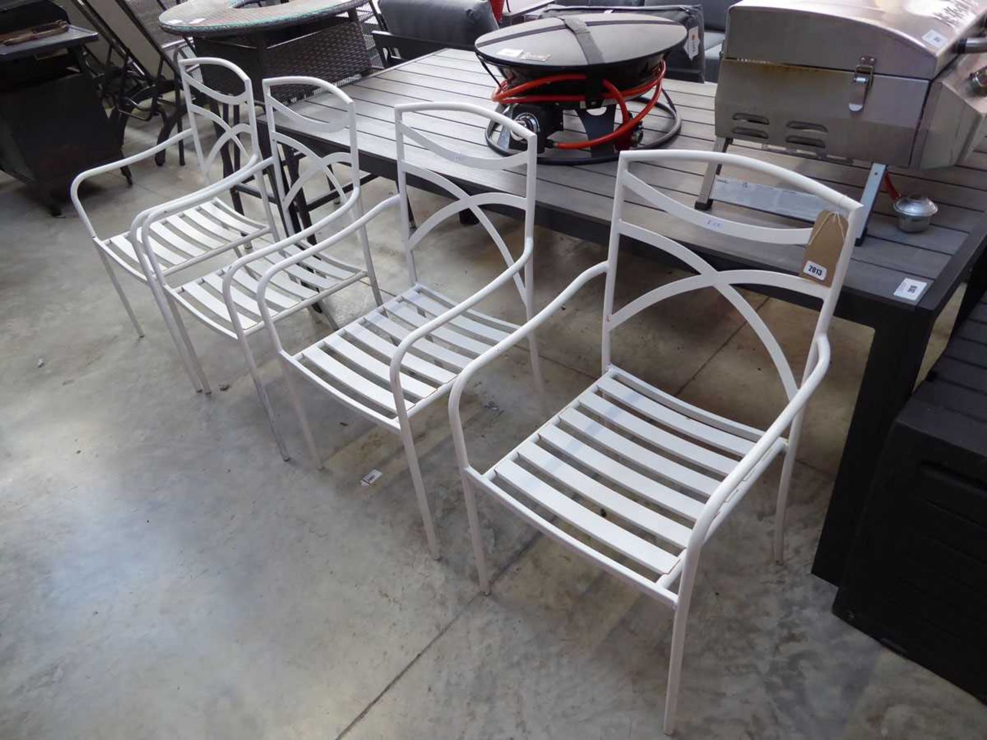 Set of 4 metal garden armchairs