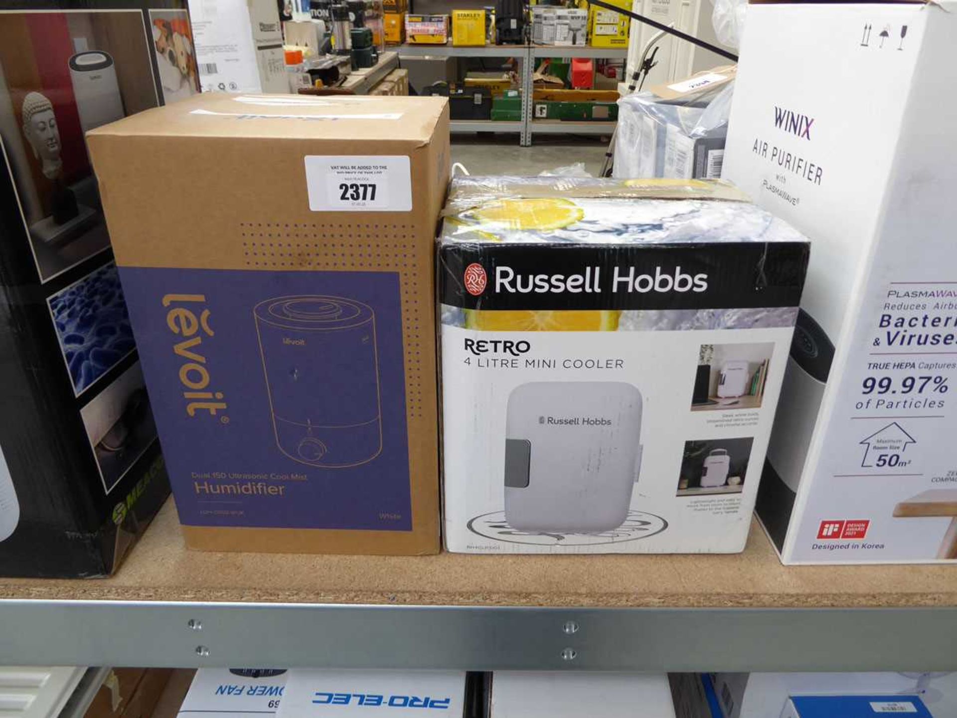 +VAT Boxed Levoit humidifier together with a Russell Hobbs mini cooler