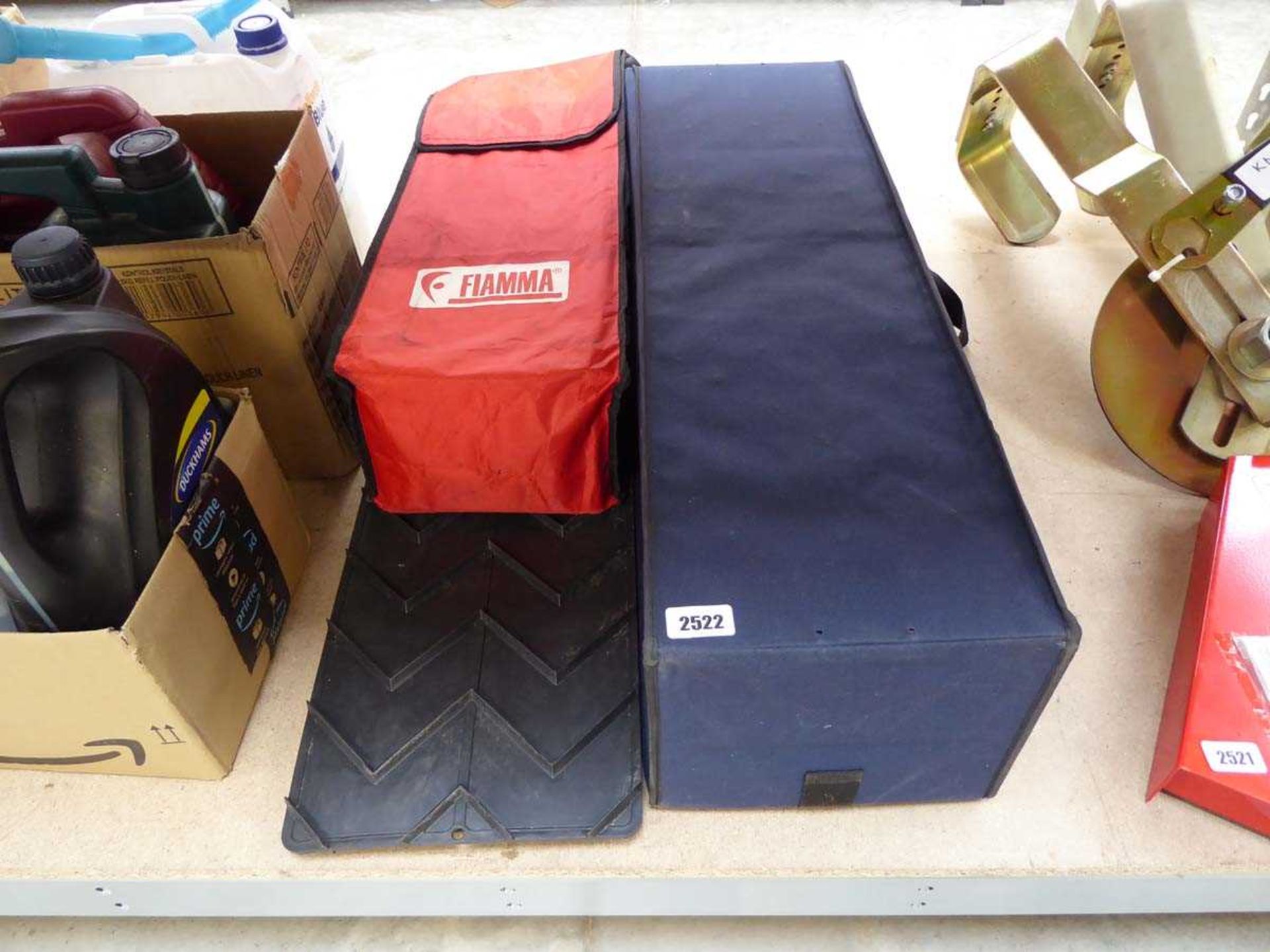 2 sets of motor home levelling blocks and pair of grip mats