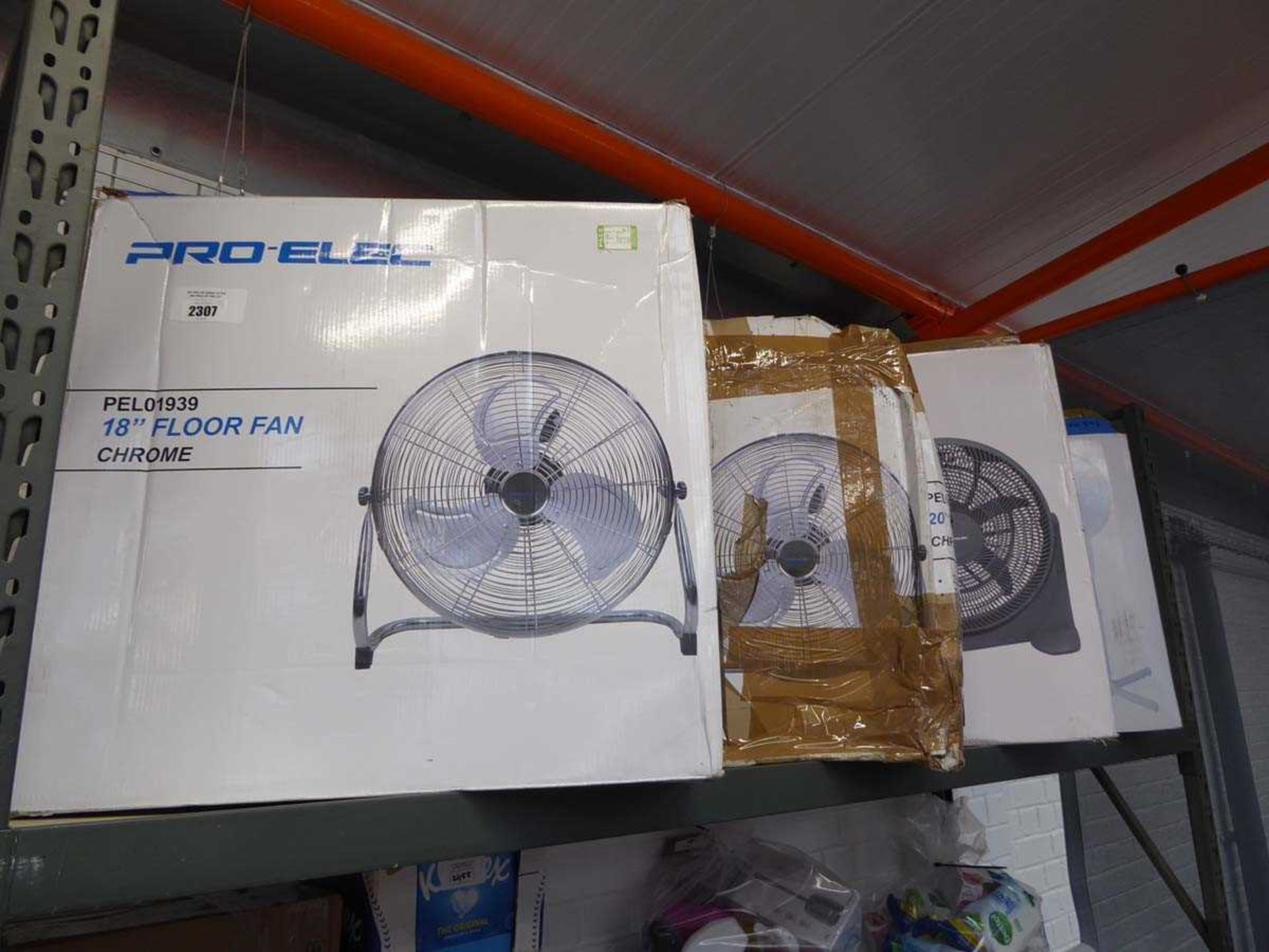 4 boxed 18" and 20" floor fans