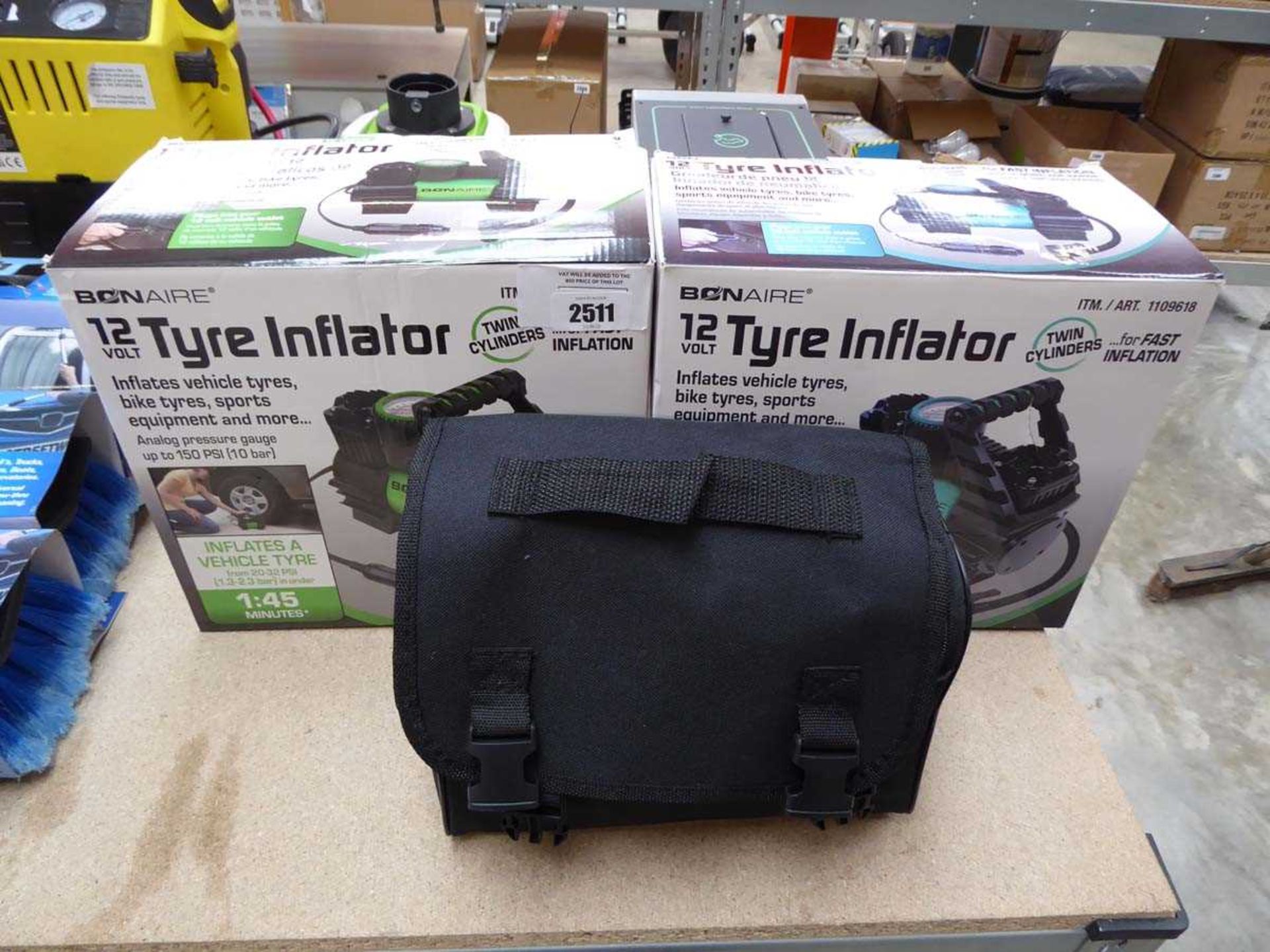 +VAT 2 boxed and 1 unboxed 12V Bon-Aire tyre inflators