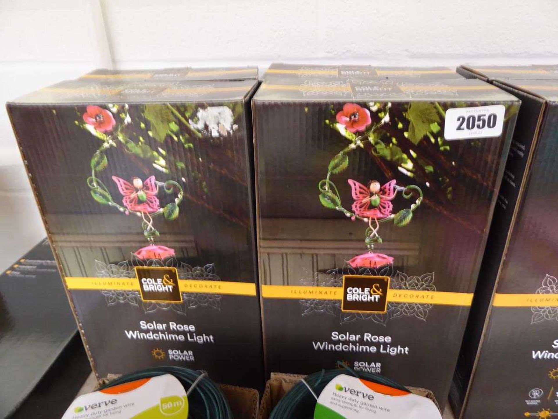 4 boxed Cole & Bright solar daisy and rose wind chime lights