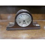 Dark oak Napoleon type mantle clock