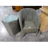 Lloyd Loom armchair and matching laundry basket