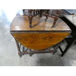 Oval barley twist dark oak drop leaf dining table