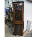 Inlaid mahogany corner display cabinet