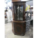 Mahogany curbed fronted corner display cabinet