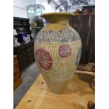 Very large ceramic floral patterned vase