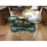 Set of Salter balance scales with weights