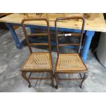 Pair of mahogany framed cane seated dining chairs