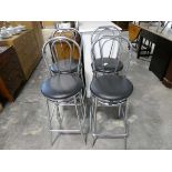 +VAT Set of 4 chrome framed bar stools with black leatherette upholstered seats