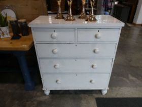White painted chest of 2 over 3 drawers