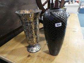 2 mosaic glass vases