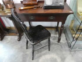 Mahogany single drawer writing desk with black painted single chair