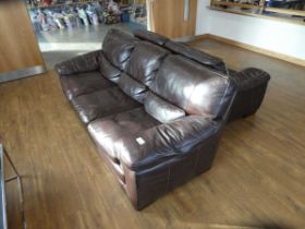 +VAT Brown leather upholstered lounge suite comprising a 3 seater sofa and matching 2 seater sofa