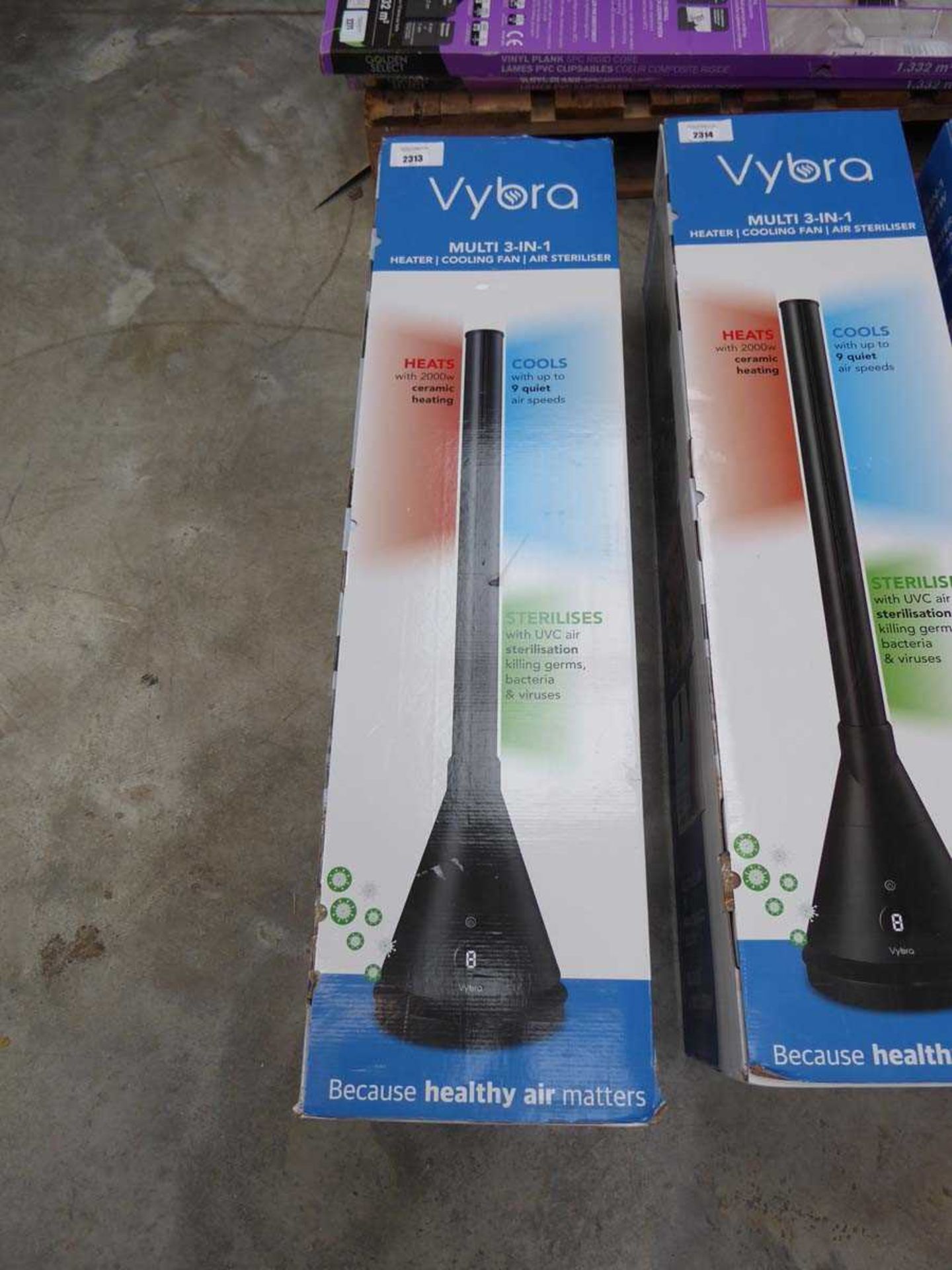 +VAT Vybra Multi 3in1 black heater, cooling fan and air steriliser, boxed