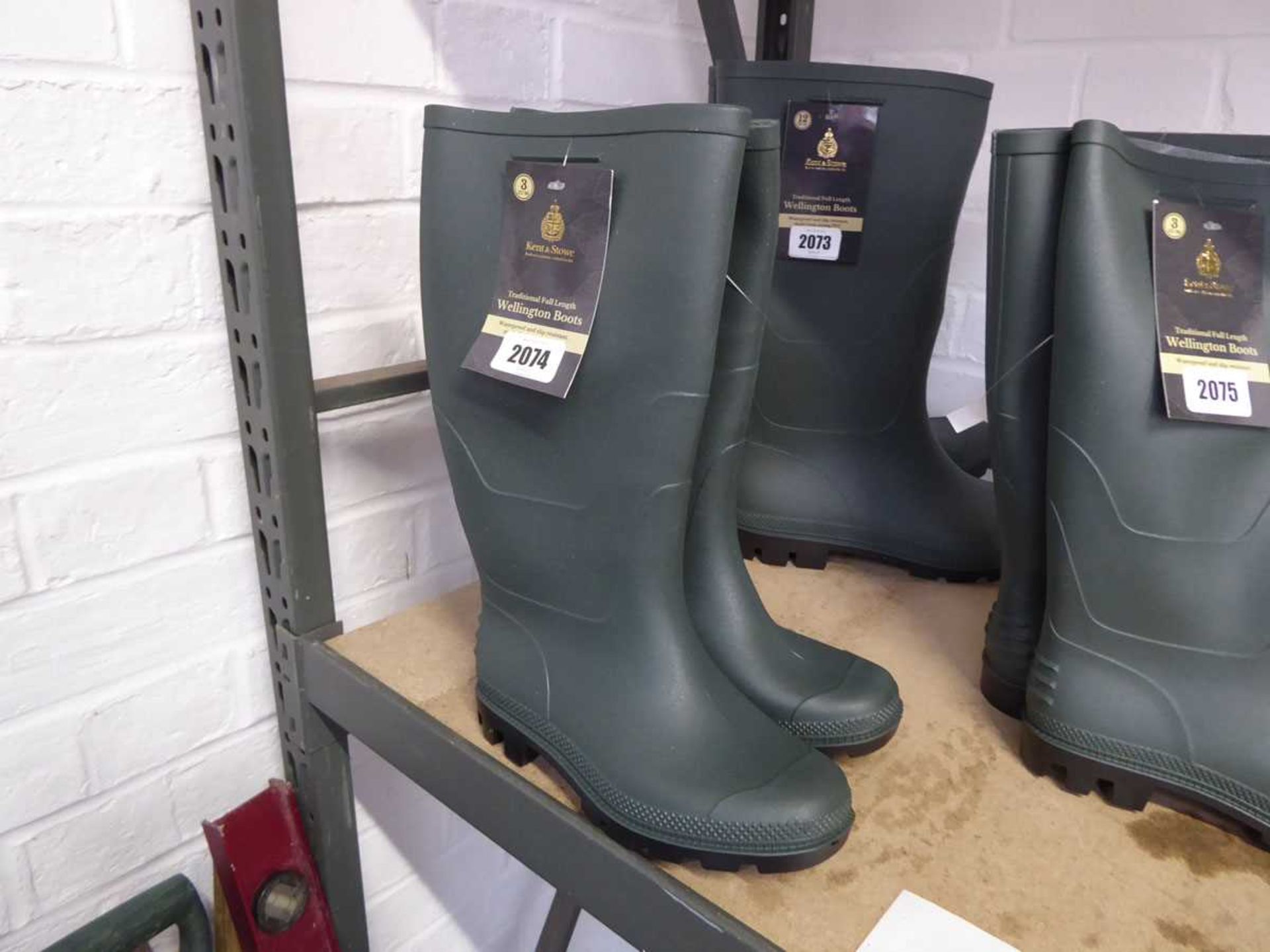 Pair of Kent & Stowe traditional full length Wellington boots (size 3)