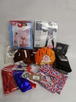 +VAT Quantity of adult dress up costumes incl. Mrs. Brown, werewolf, 2 onesies, Harley Quinn style