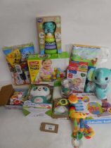 +VAT Selection of First Year activity toys including V-Tech baby stack rattle and elephant, music