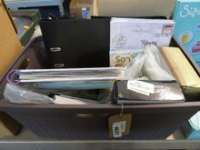+VAT Basket of mixed stationary items including; colour screen calendar, photo albums, notepads,