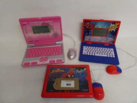 +VAT 1 Vtech pink Challenger laptop and 2 Spider-Man Marvel Lexibooks