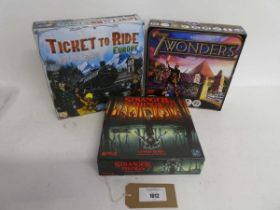 +VAT 3 board games incl. Stranger Things, Upside Down, Ticket to Ride Europe and 7 Wonders May be