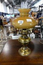 Brass oil lantern with glass funnel and shade