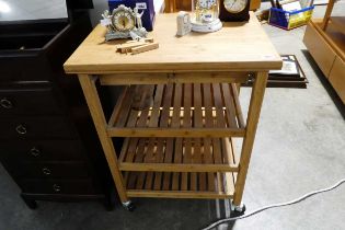 Composite wood 3 tier serving trolley, with two drawers