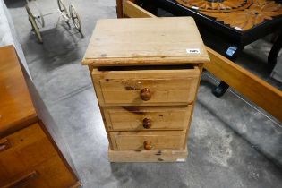 Modern pine 3 drawer bedside