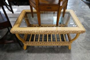 Bamboo framed conservatory table with glass surface