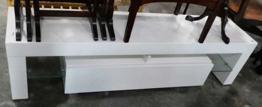 Modern white low level entertainment unit with single draw