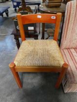 Rush seated chair on tubular supports, possibly Danish