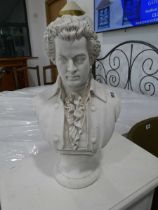 White painted plaster bust of Beethoven