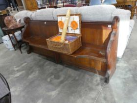 Stained pine church pew, 7 foot wide