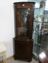 Reproduction mahogany corner display cabinet