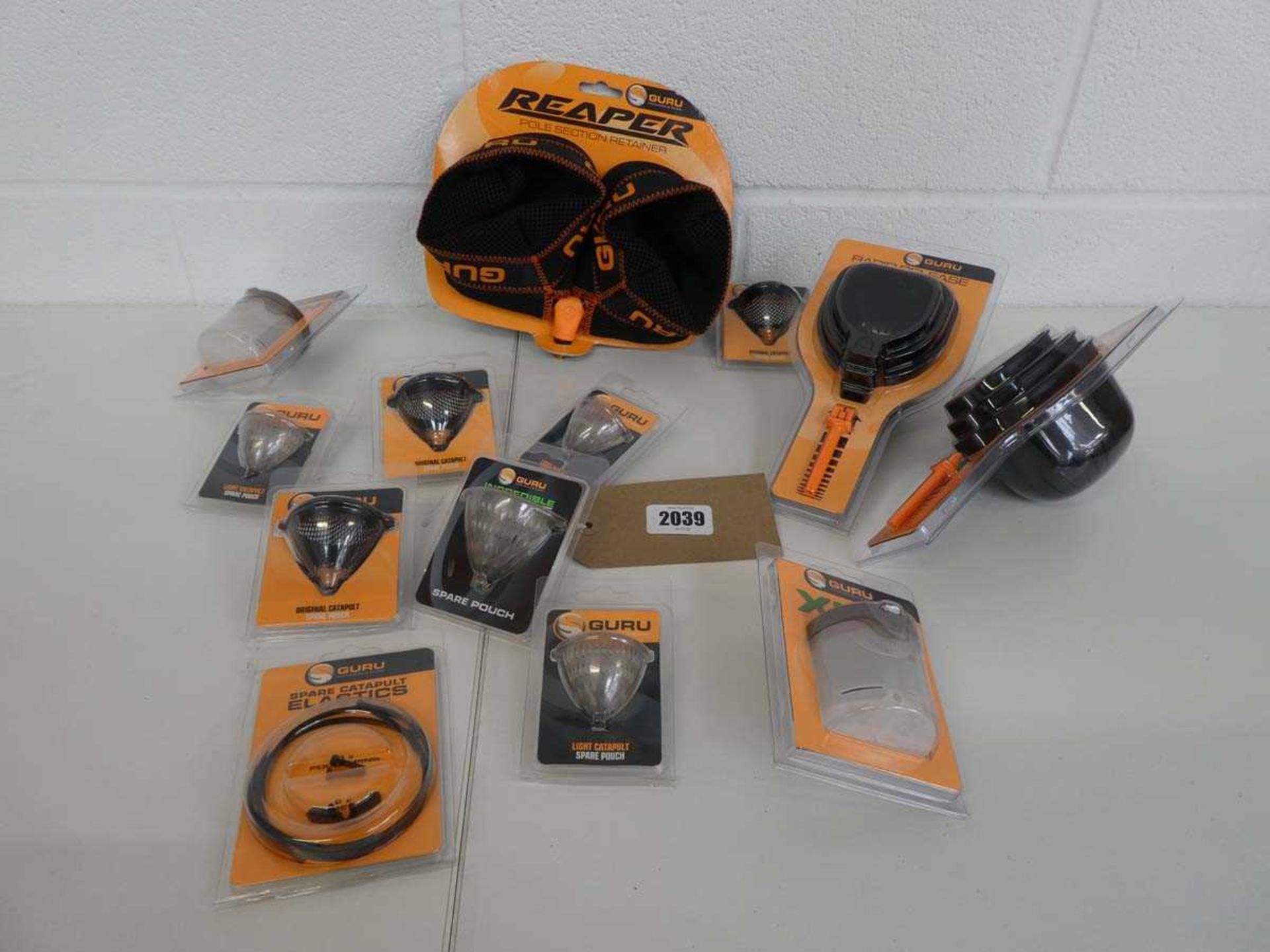 Selection of Guru fishing accessories incl. pole section retainers, rapid release pole cups,