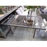 +VAT Grey rattan rectangular shaped glass top garden table