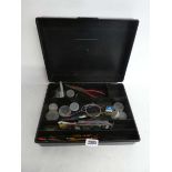 Daiwa tackle box with contents incl. weights, floats, etc.
