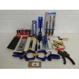 +VAT Quantity of mixed tooling incl. Hilka 3 piece soft grip engineers file set, basin wrench, tap