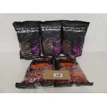 3 packs of Sticky bloodworm boilies (12mm) with 2 bags of Dynamite Carp Tec boilies in tutti-