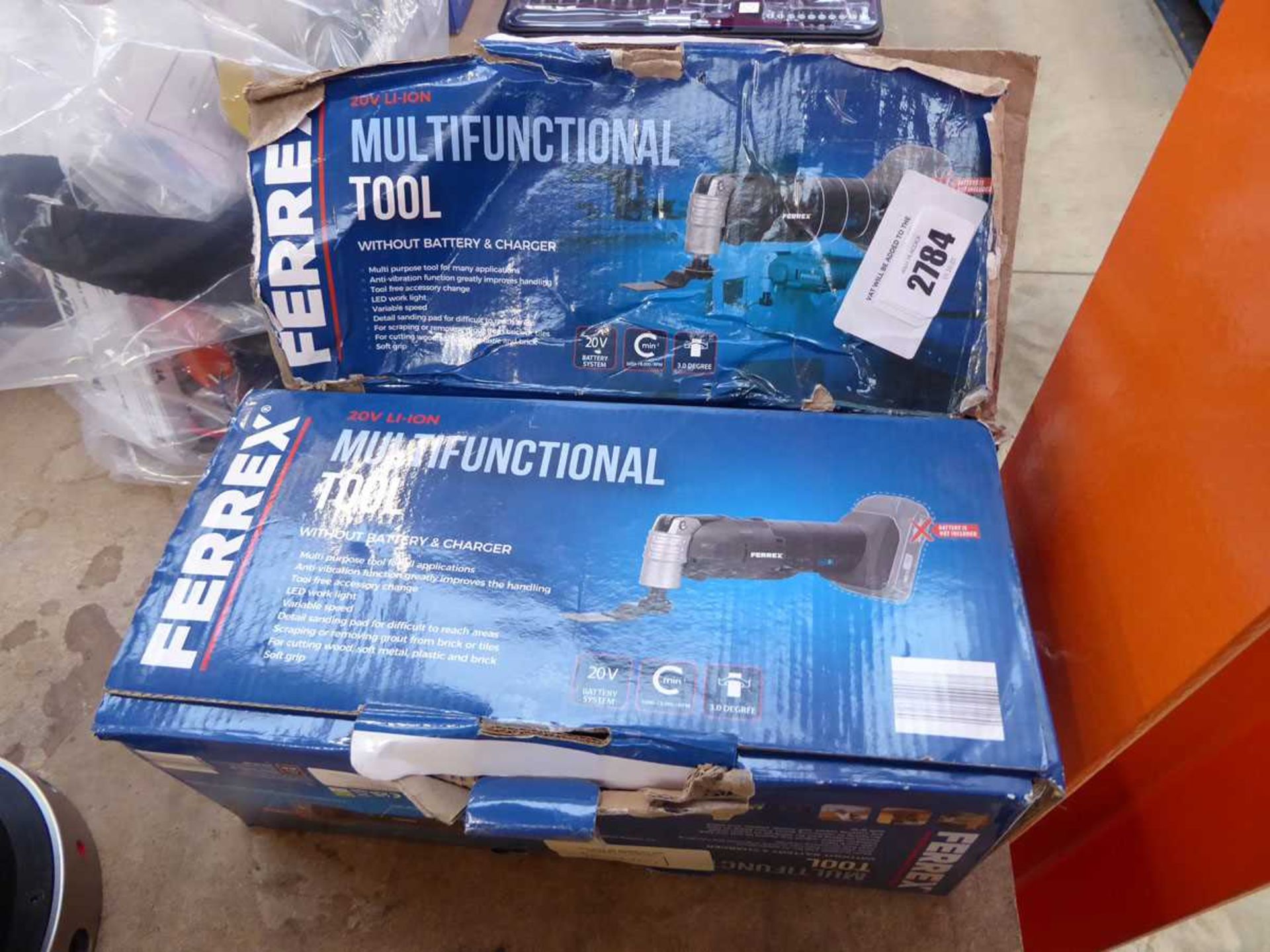 +VAT 2 boxed Ferrex cordless multifunctional tools