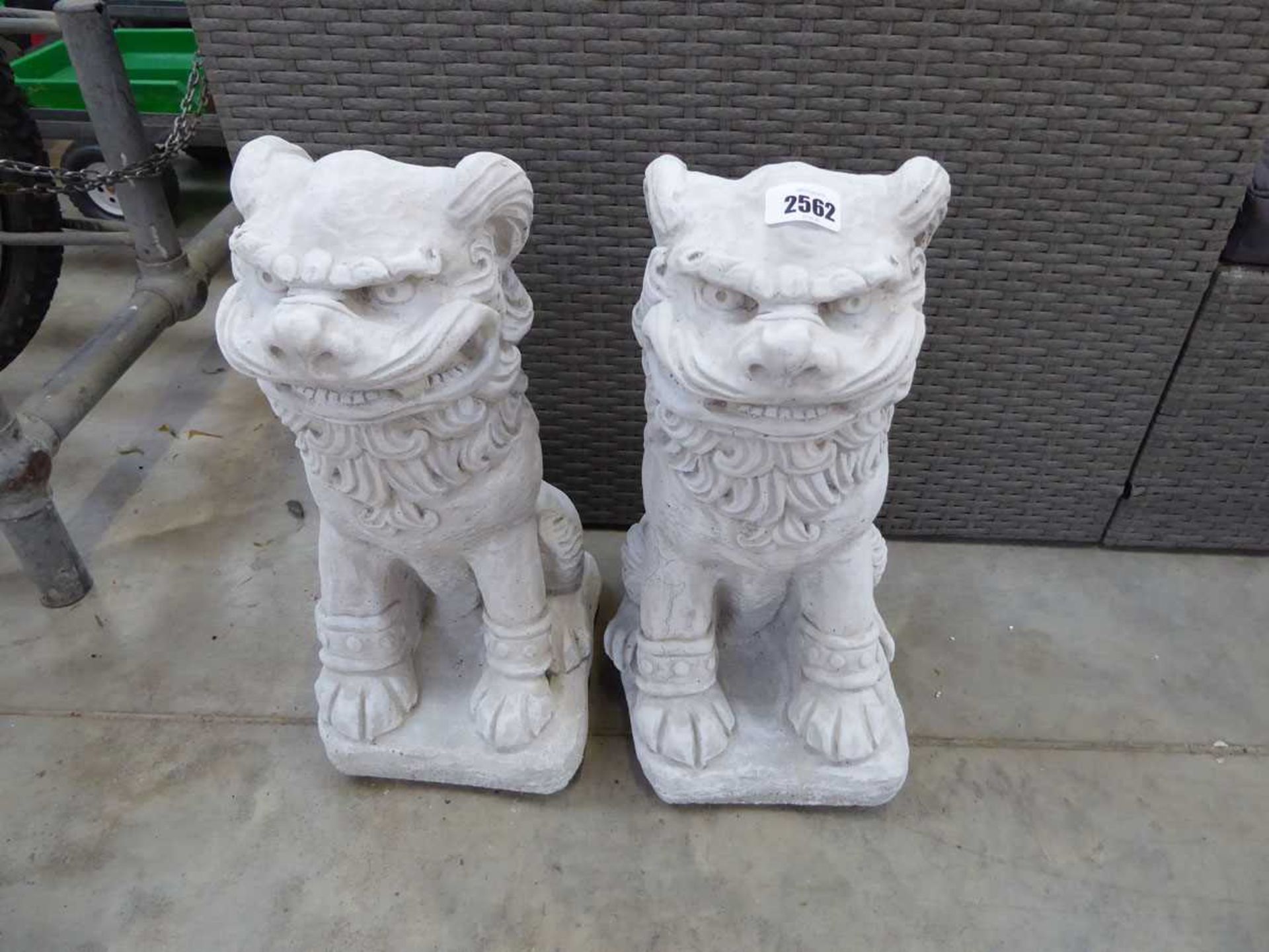 Pair of concrete Chinese guardian lions