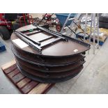+VAT 10 grey and black wood effect topped semi circular folding banquet tables