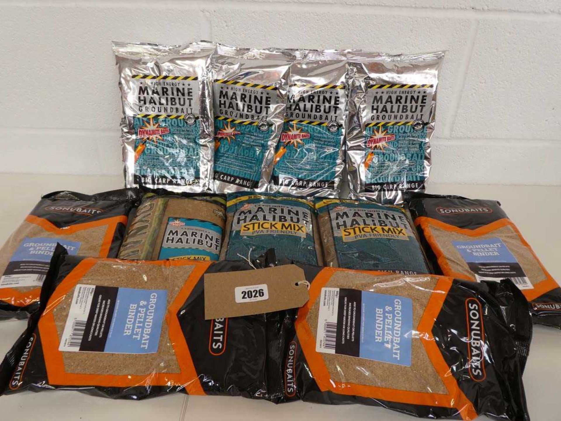 11 various bags of fishing mix incl. ground bait and pellet binder, ground bait and stick mix by