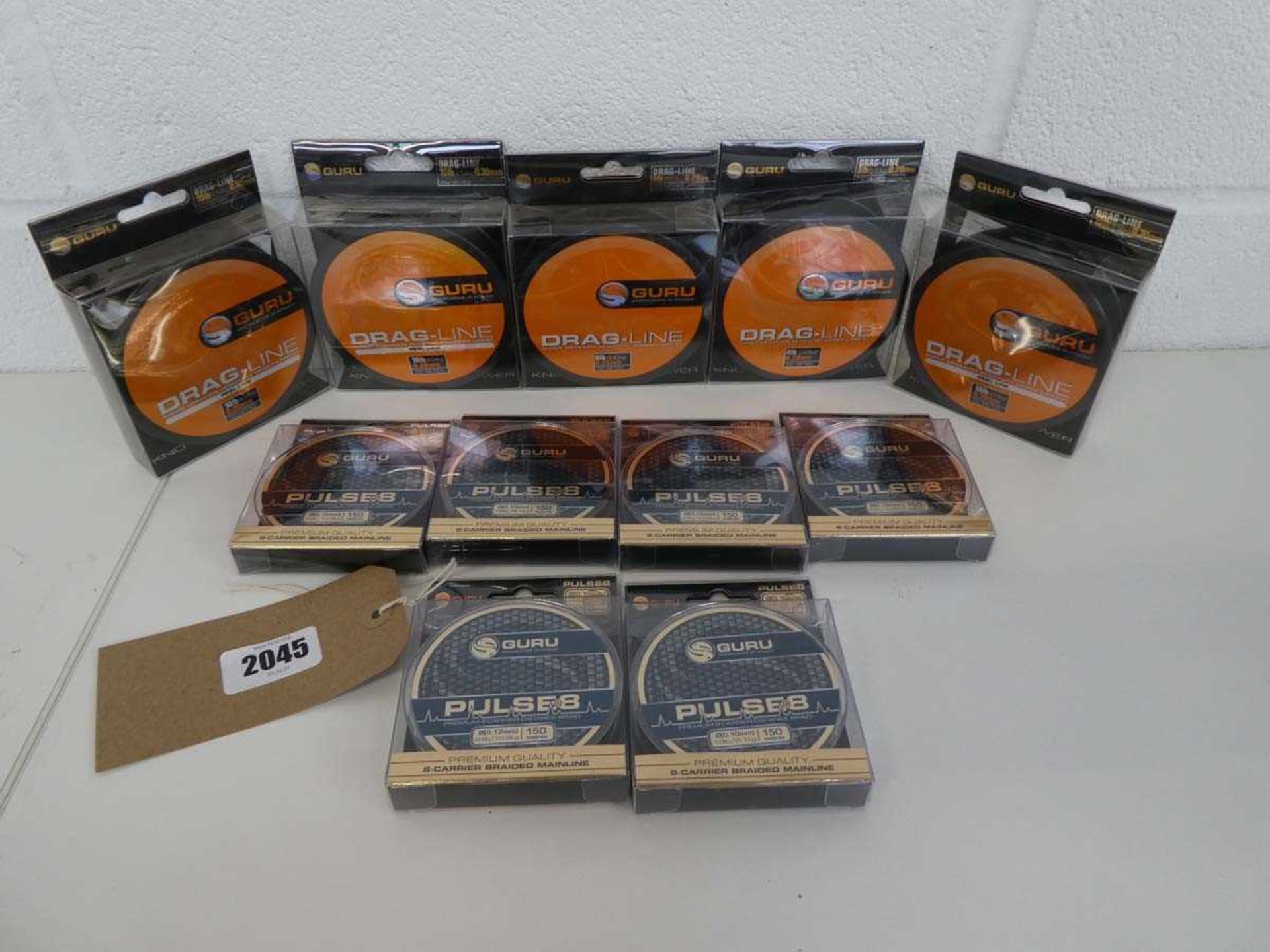 Quantity of Guru fishing line incl. monofilament drag-line in breaking strains 10 and 8lb with 6