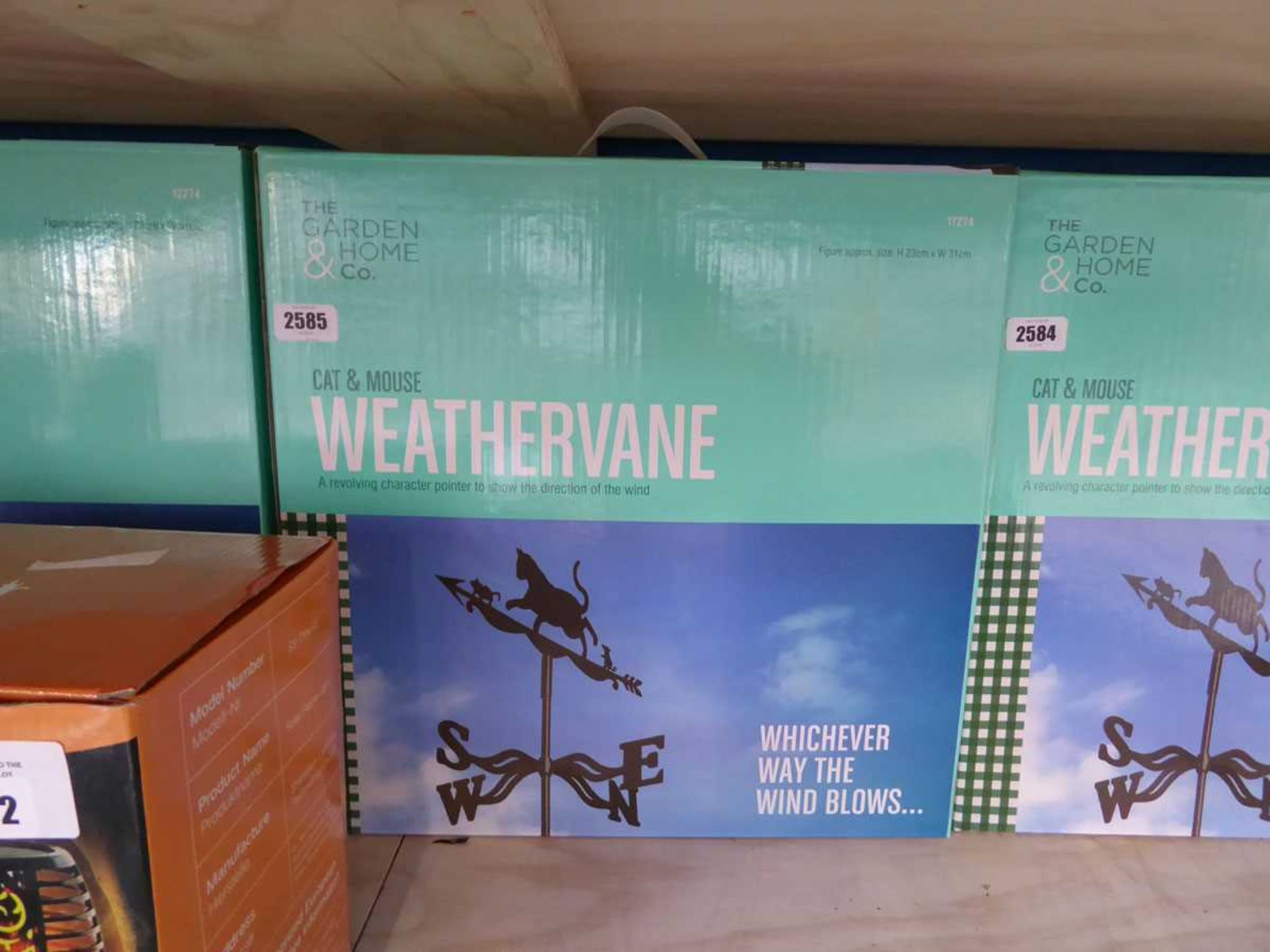 Boxed cat and mouse weather vane